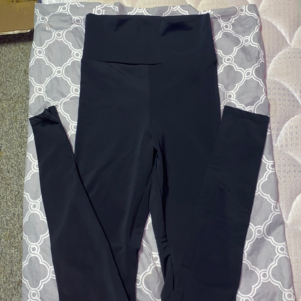 black silky leggings